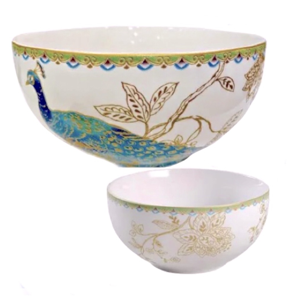 222 FIFTH Peacock Garden Single (1) Porcelain Soup/Cereal Bowl (Retired) - Picture 6 of 6